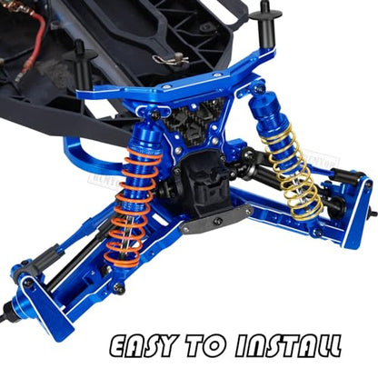 Aluminum Big Bore RC Shock Absorber Upgrades Part for 1/10 Slash 2WD 4x4,Stampede 2WD 4X4,Rustler 2WD 4X4,Hoss 2WD 4X4,Alloy 4PCS Front Rear RC Shocks w/Golden spring,Navy Blue - color: Navy Blue - Upgrades Part