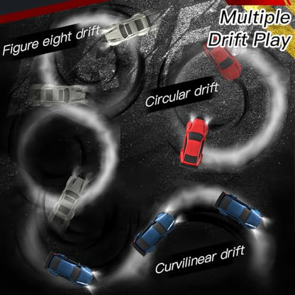 Desktop Mini Size 1:64 Scale 4WD RC Drift Car with Skill-Building Drift Control & LED Lights – Learn Drift Techniques, Fast Charge, Adjustable Throttle, 2.4GHz Remote – Blue - size: 1:64 Ocean Depth