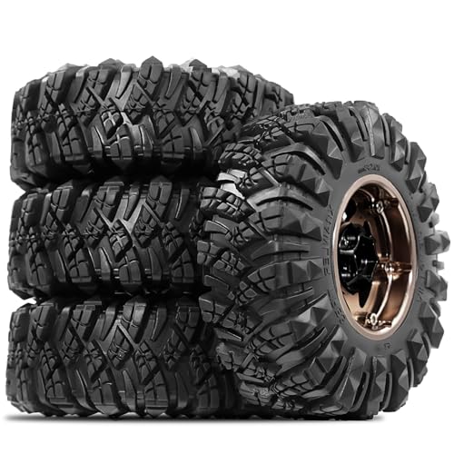 STMU Negative Offset 10.4mm 1.9 Beadlock Wheel Rims Aluminum and 1.9 RC Crawler Tires 4.33 Inch OD Foam Inserts for Traxxas TRX4 Axial SCX10 SCX10 II III RBX10 Redcat Gen 8 (Brown) - color: Brown
