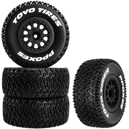 12mm Hex RC Wheel & Tires RC Truck Tire for 1/10 Slash 2WD/4ﾗ4 F-150 | Multi-Texture Design, Designed for almost all 1/10 scale RC trucks with 12mm hex