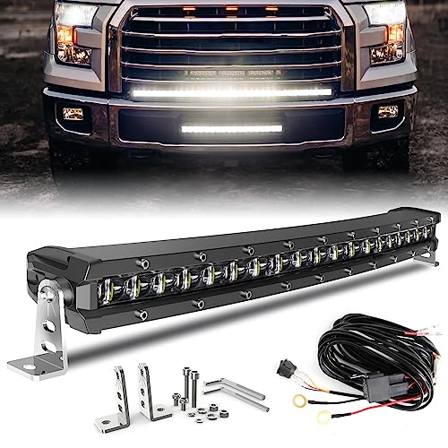 BraveWAY LED Light Bar Curved 20 Inch Single Row Offroad Lighting Driving Lightbar Spot Flood Combo Beam LED Work Light for Trucks UTV ATV SUV 4WD 4X4 Pickup - size: 20 Inch