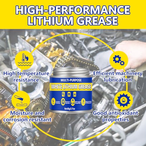 AstraVox Multi-Purpose White Lithium Grease, 60ml Automotive Grease | with Brush for Hinges, Wheel Bearings, Gear, and Garage Door, Bike, Lithium Lubricant ideal for Household, Marine, Industrial