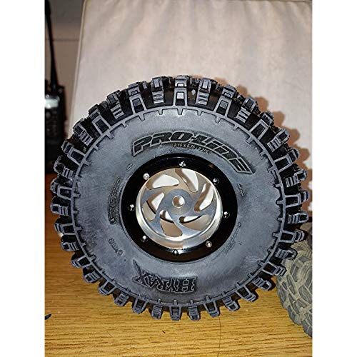 2.2'' Alloy Beadlock Wheel Rims for Axial Wraith SCX10 4WD D90 1/10 RC Car (Silver-Black)