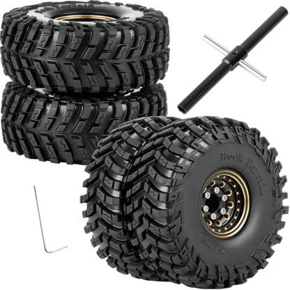 1.0 Beadlock Dually Wheels and Tires for 1/24 1/18 RC Crawler Car SCX24 TRX4M,Soft Mud Tires 1.0 Beadlock Tires Set Brass 1.0 Beadlock Wheels Double Wheels,4pcs,Style1 - style: Style1(4pcs)