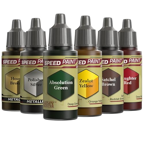 The Army Painter, Speedpaint 2.0 Sci-Fi Bundle, 6 x 18 ml | Oro, argento, verde, giallo, marrone e rosso, per dipingere miniature Warhammer e Dungeons and Dragons - color: Sci-Fi Colours