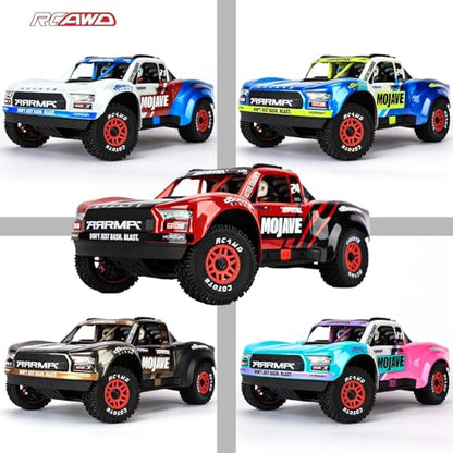 RCAWD Mojave Grom & 1/16 Slash 4X4 Pre-Glued Wheel Tire Sets, Balance Grip & Durability Nylon Rubber 12mm Hex Adapter 4mm for Traxxas & ARRMA Upgrades Part All Terrain Adaptation 4pcs Red - color: Red