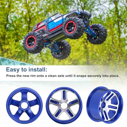 MECCANIXITY 4Pcs RC Car Wheel Rims, 20.5mm Dia 5-Spoke Blue Aluminum Alloy Wheel Rims Hex Hub for HSP RC Drift Racing Touring Car - color: Blue, size: 20.5mm Dia