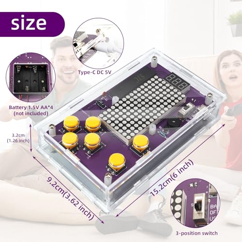 Basic Soldering Kit for Teaching, Soldering Practice Kit with Retro Classic Games, Soldering Projects for STEM Education, Electronic Kits for College High School Students Learning,Age14+ - color: Yellow Button (Purple Pcb)