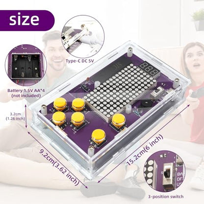 Basic Soldering Kit for Teaching, Soldering Practice Kit with Retro Classic Games, Soldering Projects for STEM Education, Electronic Kits for College High School Students Learning,Age14+ - color: Yellow Button (Purple Pcb)