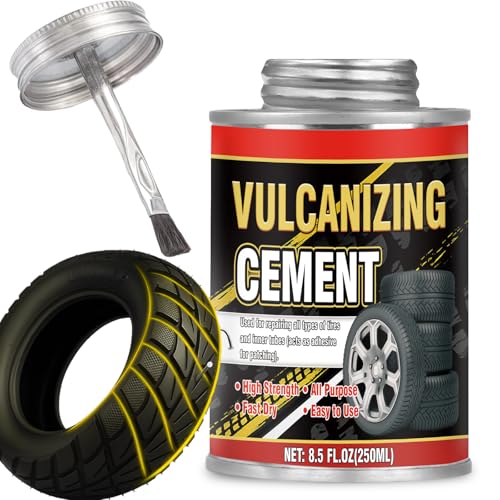 Chemical Vulcanizing Cement – Clear Tire Repair Glue (8.5 OZ) | All Purpose Rubber Cement Glue for Tire Patches and Plugs, Fast-Drying Repair Adhesive for All Rubber Types