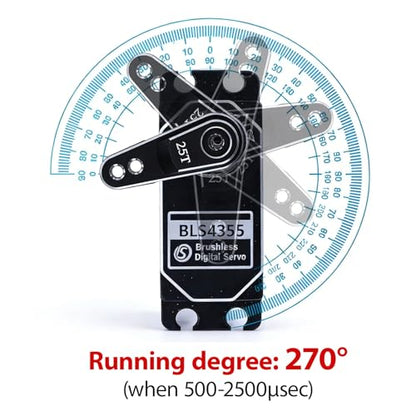 55kg Low-Profile Servo Programmable Brushless Digital Servo 0.09Sec High Speed Full Metal Gear Steering servo 1/10 Drift Car with servo Motor kit (270 Degree)
