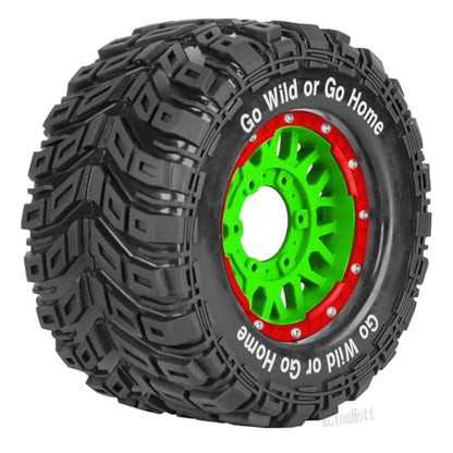 RC Truck Tires Wheel for 1/10 Big Rock Granite Vortek 3s / Stampede Rustler RC Car,4-Pack RC Wheels Tires,Green-Red - color: Green-red- (Rc Tires Wheel)
