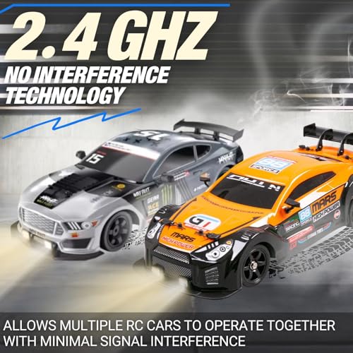 Liberty Imports RC Drift Car 1/16 2.4GHz 4WD Remote Control Sport Racing On-Road Vehicle with LED Light, Batteries and Drift Tires (Blue) - color: Blue