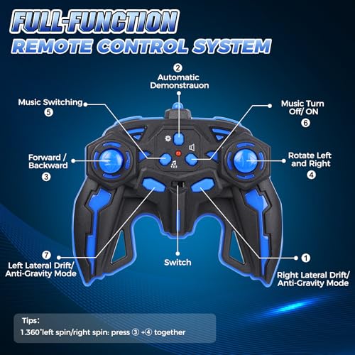 High Speed Remote Control Car Rc Drift 25KM/H, 360° Rotating 2.4 GHz 4WD RC Cars for Boys, Girls Adults, RC Stunt Car with Lights & Music Wheelie Toy Car for Kids 4-8 8-16 Christmas Birthday Gift