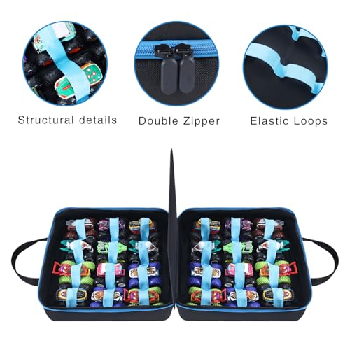 Carrying Case for 24 Monster Jam Trucks, Kids Toy Truck Storage Compatible with 24 Monster Jam Trucks, Holding for 1:64 Scale Monster Jam Trucks (Blue) - color: Blue