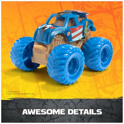 Monster Jam Marvel Mini Monster Trucks 1:87 Scale 5-Pack | Includes 4 Mini Trucks & 1 Mystery Truck, Authentic Marvel Details, Collectible Fun, Toys for Ages 3 and Up