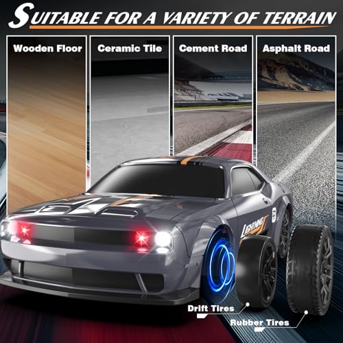 Mini RC Drift Car 1/43 2.4GHz RC Drift Cars with Gyro, 4WD Full Proporitonal High Speed Remote Control Car with LED Lights and Drifting Tires Hobby Racing Cars for Adults Kids Boys, Sliver - color: Silver
