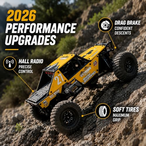 UDIRC Upgraded UCX2405PRO 1/24 Brushless RC Crawler, FOC 4WS RC Rock Tuck | FOC Outrunner Motor, 2-Speed, Cruise Control, RTR 4x4 RC Crawler, Upgraded Drag Brake, Hall Effect Radio & Foam-Filled Tires