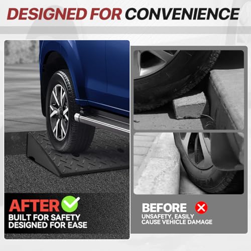 Rubber Curb Ramp, 5.5" Rise, Sidewalk Ramp for Forklift, Car, Wheelchair, Bike, Driveway & Garage - size: 5.5" Rise