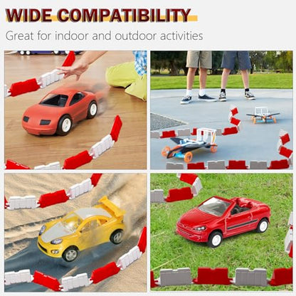 120 Pieces RC Car Racing Track Drift Runway Drift Field Fence for 1/14 1/16 1/18 1/24 1/28 1/30 1/43 Mini RC Car (Red+White) - size: 120pcs