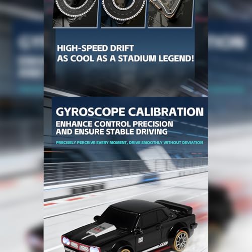 1/64 Scale 2.4G Full-Scale 4WD RC Drift Car, Gyro-Stabilized Steering, Magnetic Charging, Two-Speed Modes (Black) - color: Black