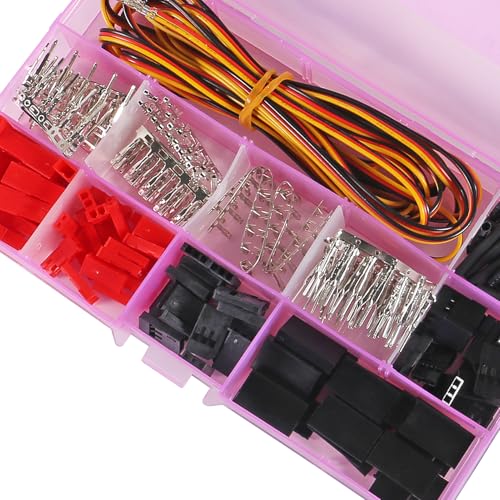 RC Servo Connector Kits Male Female Servo Plug Male Female Connector Crimp Pin Cable Kit Compatible JST SYP Futaba for Hitec Spektrum RC