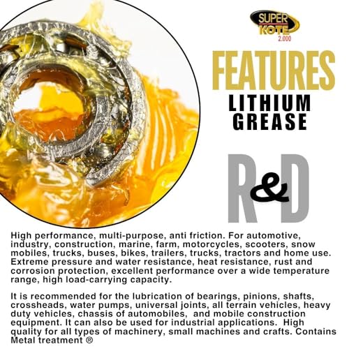 Multipurpose Lithium Grease Superkote 2000 | NLGI 2 | Lubricant Grease | Extreme Pressure | High Temperature | Heavy Duty | Bearing | Trailer Axle | Chassis | Automotive | Amber Grease | 360 gr Can