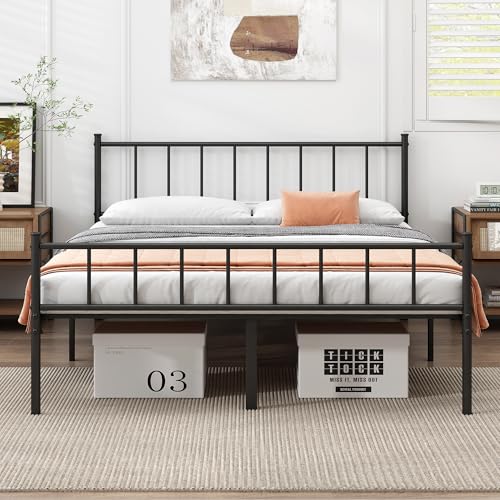 DIIYIV Cal King Metal Bed Frame,Steel Slat Support,Noise Free,Easy Assembly | Cal King Size Bed,Mattress Foundation,Underbed Storage,No Box Spring Needed - size: California King
