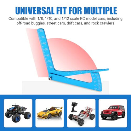 RC Camber Gauge, Aluminium Alloy RC Car Camber Tool Adjustable Ruler Adjusting Height and Wheel Rim Camber Tool for DIY (Blue)