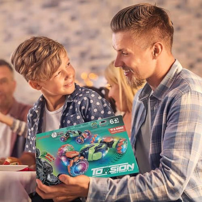 FUNiOi Gesture Sensing RC Stunt Car - Remote & Hand-Controlled Drift Toy for Kids Ages 5-7 6-8 9 10 11 12 Year Old, 4WD, Double-Sided Driving with Lights & Music - style: 4WD
