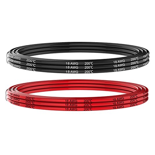 Electrical Wire 18 AWG 18 Gauge Silicone Wire Hook Up Wire Cable 20 Feet [10 ft Black and 10 ft Red] - Soft and Flexible 150 Strands 0.08mm of Tinned Copper Wire High Temperature Resistance - size: 2 Colors each 10FT, style: 18AWG