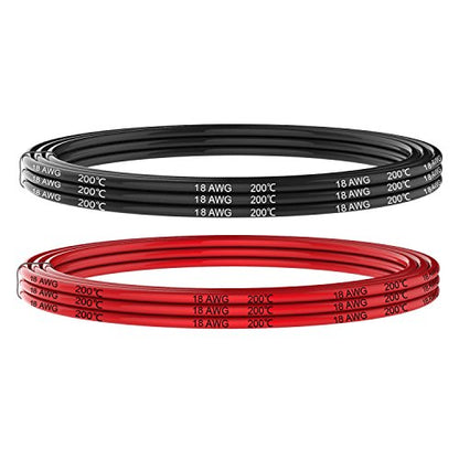 Electrical Wire 18 AWG 18 Gauge Silicone Wire Hook Up Wire Cable 20 Feet [10 ft Black and 10 ft Red] - Soft and Flexible 150 Strands 0.08mm of Tinned Copper Wire High Temperature Resistance - size: 2 Colors each 10FT, style: 18AWG