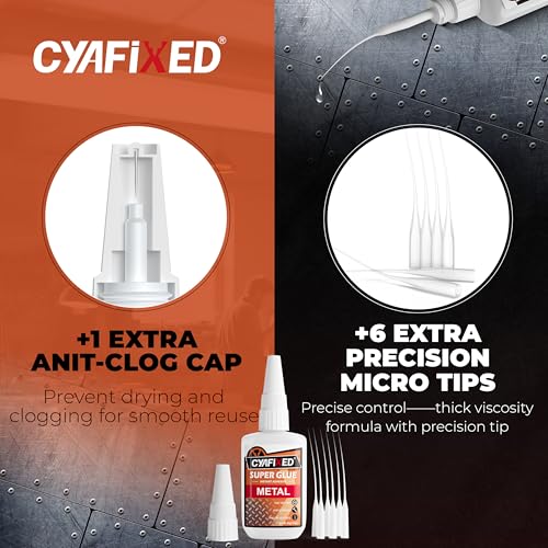 Metal Super Glue Heavy Duty 2oz Clear CA Glue for Metal Stainless Steel Aluminum Brass Jewelry, Instant Cyanoacrylate Adhesive Bonding High Strength Superglue Liquid with Precision Tip Waterproof - size: 2 oz, style: Metal