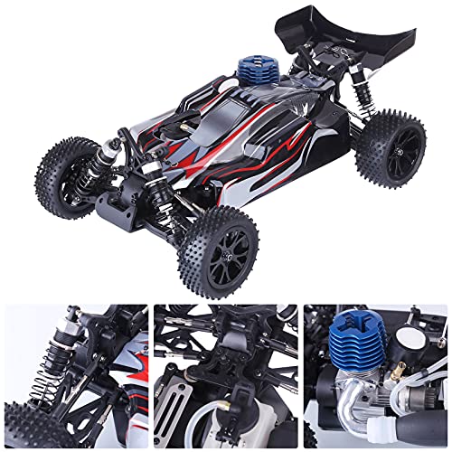 Helixsun VRX RH1006 1/10 Scale High-Speed 2.4GHz 4WD Nitro Off-Road RC Car (Equipped with Force.18 Engine) – Agile Steering, Smooth Riding Regardless of Terrain – RTF/R0070 - color: Black Red