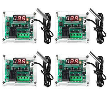 4PCS W1209 Temperature Controller Module,LED Display Digital Thermostat Module with Case DC 12V Electronic Temp Control Switch Waterproof NTC Probe -50-110 Degree C (4pcs Red) - style: 4PCS x Red