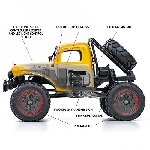 BEEZRC FMS 1/24 RC Crawler FCX24S Power Wagon S RTR, 4WD Off-Road Mini Rock Crawler Remote Control Car, 2.4GHz Hobby Grade Electric RC Truck, Hobby rc Crawlers for Adults (Yellow) - color: Yellow