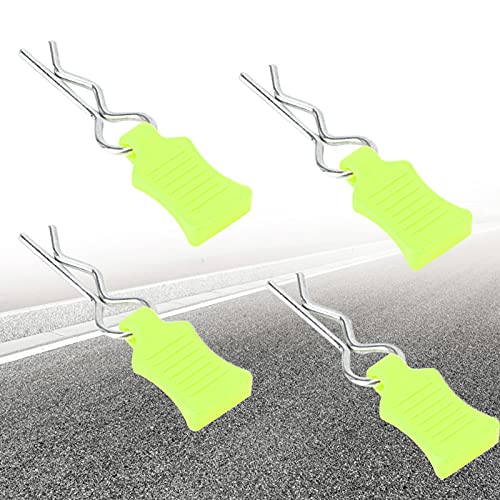 4pcs Universal RC Car Body Clips with Pull Tabs Pins for 1/8 1/10 /12 RC Car Shell Replacement Parts (Yellow Green) - color: Yellow Green