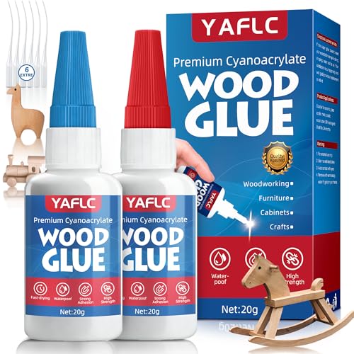Wood Glue, Liquid Super Glue for Wood 40g | Clear Instant Cyanoacrylate Adhesive for Crafts Repair Woodworking, Furniture, Garden, DIY - style: Wood Glue