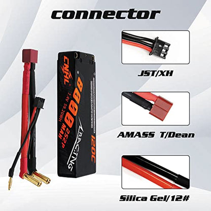 CNHL 8000mAh 2S Lipo Battery 7.4V 120C Deans Plug Hard Case (2 Packs) | Delivers extended bashing runtime with instant punch through grass, dirt, and jump landings for 1/10 and 1/8 RC trucks.