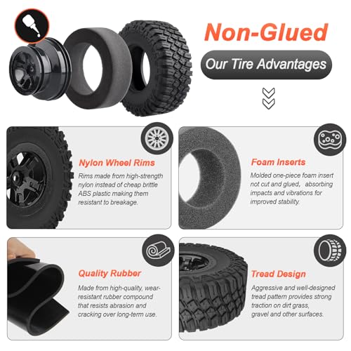 Hobbypark 4-Pack 120mm / 4.7 Inch Outer Diameter Tires & Wheels Foam Inserts 12mm Hex for Traxxas Slash 4x4 2WD BL-2S 1/10 Short Course Truck