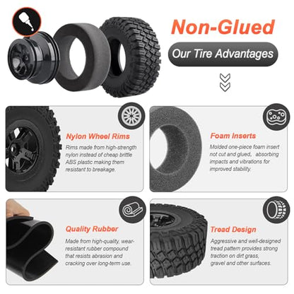 Hobbypark 4-Pack 120mm / 4.7 Inch Outer Diameter Tires & Wheels Foam Inserts 12mm Hex for Traxxas Slash 4x4 2WD BL-2S 1/10 Short Course Truck