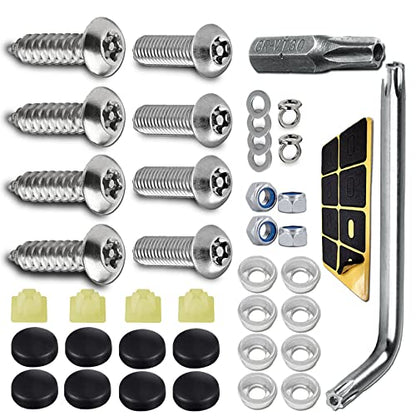Anti Theft License Plate Screws Kits, Tamper Resistant Licence Plate Kit, 1/4"(M6) Security Screws, Rust Proof Stainless Steel Bolts Fasteners Kit for Front Rear Frame Holder Mounting - color: Silver2