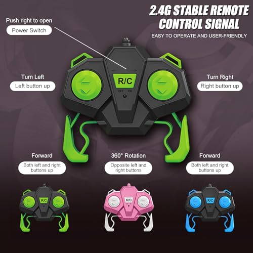 Remote Control Car, RC Stunt Car, 2.4GHz 4WD RC Cars with LED Lights, Double-Sided Driving, 360° Flips Rotating, Rechargeable Battery (Blue) - color: Blue, size: 1 Battery