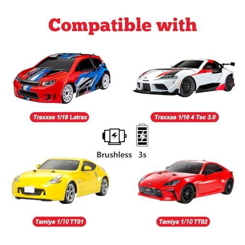 HobbyPark Glued 1/10 On-Road RC Touring Tires and Wheels Set for 1/18 Traxxas Latrax Teton 4 Tec 2.0 3.0 Tamiya TT02 TT01 Brushless (4-Pack) (Color B) - color: Color B