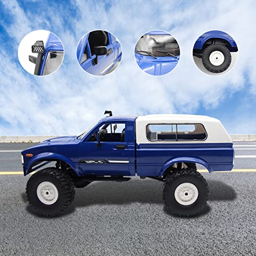 Mostop RC Crawler WPL C24 Rock Crawler RC Truck 4x4 Off Road, 1:16 Scale RTR Remote Control Truck, 2.4Ghz Proportional Steering RC Car with LED Lights, Toys for Kids 6-8, 8-12 Year Old Birthday Gift