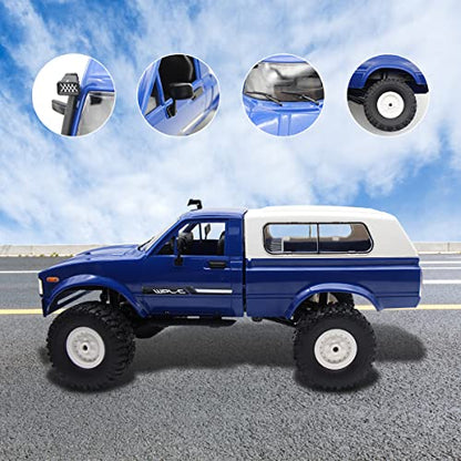 Mostop RC Crawler WPL C24 Rock Crawler RC Truck 4x4 Off Road, 1:16 Scale RTR Remote Control Truck, 2.4Ghz Proportional Steering RC Car with LED Lights, Toys for Kids 6-8, 8-12 Year Old Birthday Gift