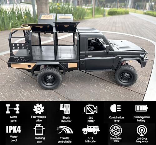 WPLDEWAN MN82S RC Rock Crawler RC Truck 4x4 1/12 Scale Toyota Land Cruiser | Remote Control Crawler Off Road Vehicle All Terrain Full Proportional 280 Motor Upgraded Chassis Adult