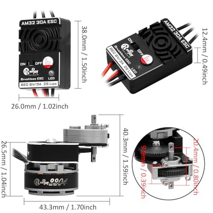 2204 2400KV Brushless Outrunner Motor with Transmission & 30A Brushless ESC Electric Speed Controller for Axial SCX24 1/24 Remote Control Car Crawler Truck (Titanium) - color: Titanium