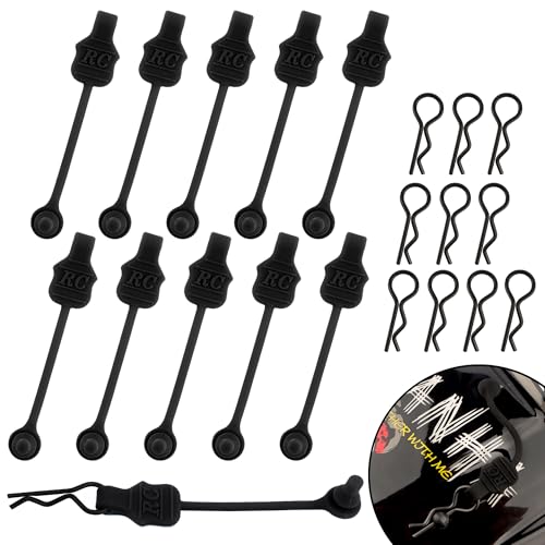 1.0mm RC Cars Body Clips with Pull Tabs for Universal 1/14 1/16 1/18 SCX24 Remote Control Car Compatible with Redcat HPI Himoto HSP Exceed Truck Buggy(10 Pieces,Black) - color: Black