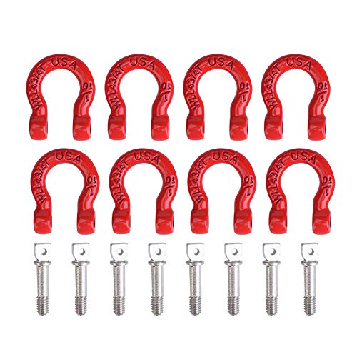 RC Tow Hook Metal Bumper D-Ring, 8PCS Metal RC Trailer Buckle Tow Shackle Lock Catch Crawler Accessories for 1/10 Crawler Car Axial SCX10 CC01 D90 D110 for TF2 Upgrade Parts